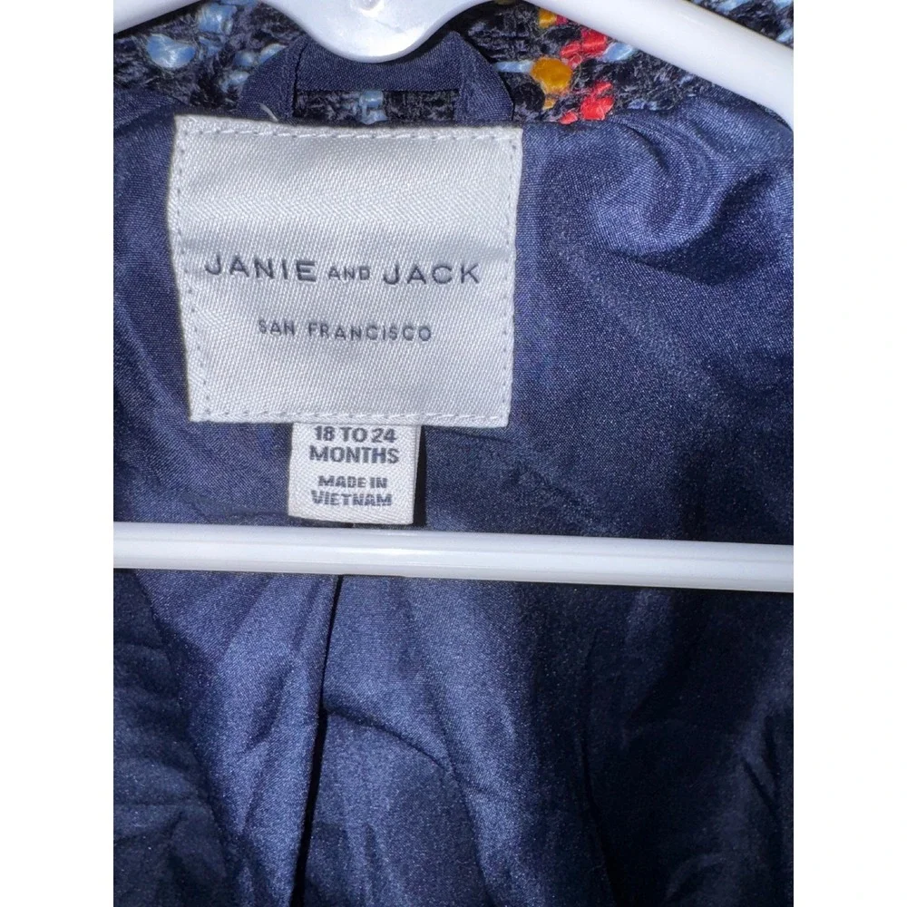 Janie and Jack Plaid Boucle Jacket Girls 18-24 Month Double Breasted Gold Button